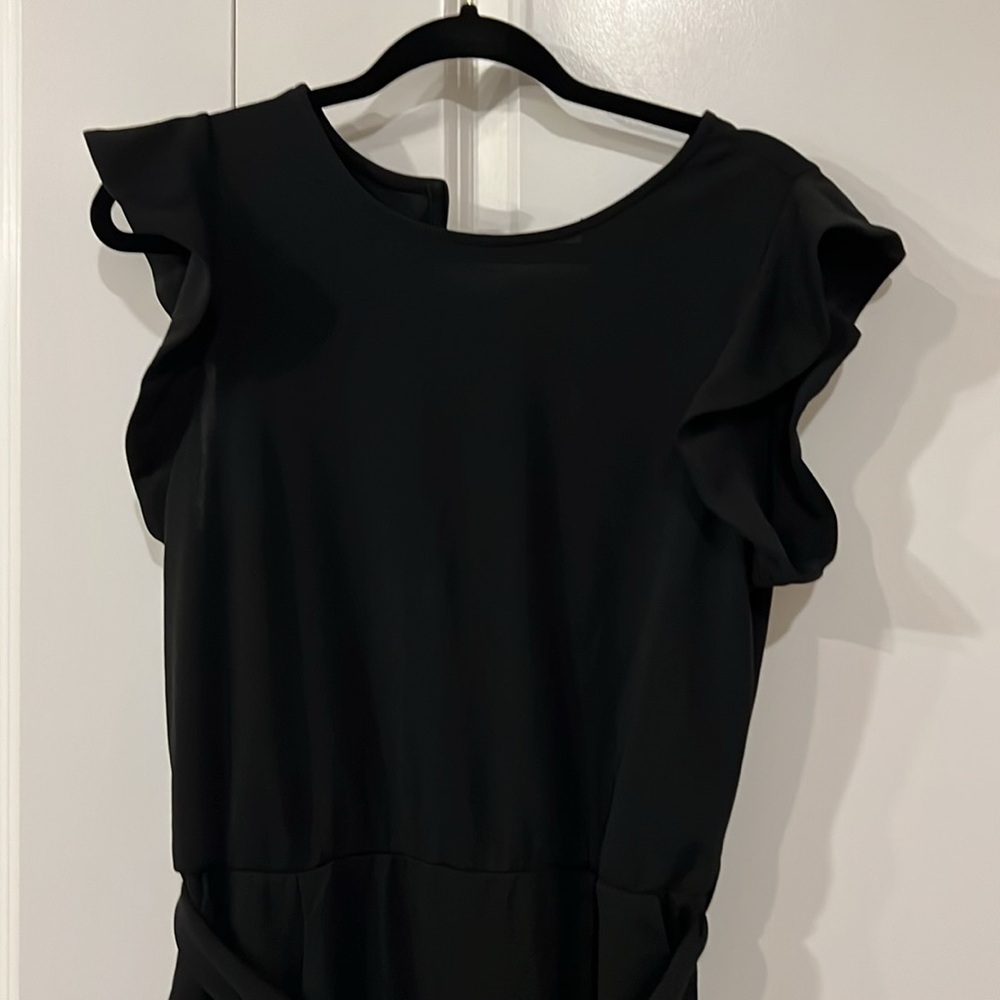 NWT BTFBM women jumpsuit crew neck ruffle sleeve belted wide leg size M - Picture 3 of 15